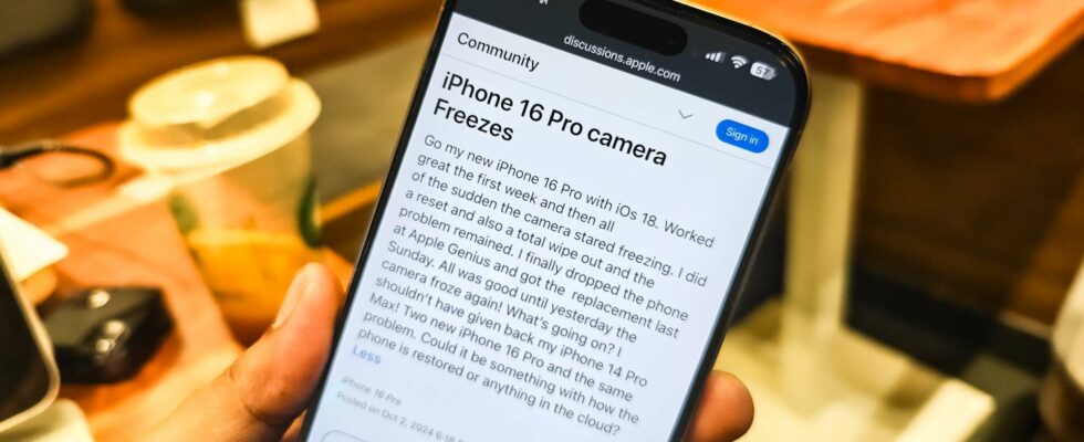 Les détenteurs de l'iPhone 16 Pro se plaignent de l'interruption de l'interface et des dysfonctionnements de la caméra