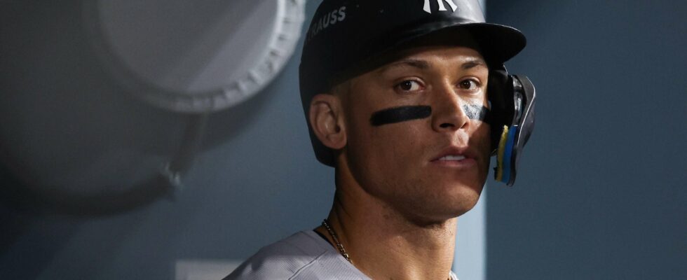 Aaron Judge réagit à la défaite des Yankees face aux Dodgers lors du match 2