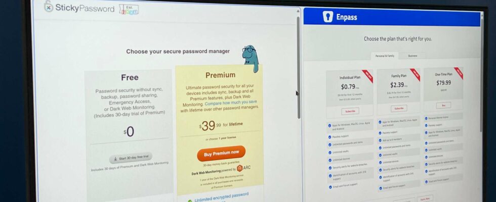 Comparatif des gestionnaires de mots de passe : Sticky Password vs Enpass pour un achat unique.