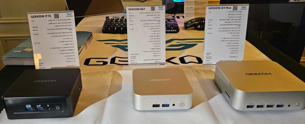 Geekom dévoile ses nouveaux Mini PC au CES 2025 : Snapdragon X Elite, Ryzen AI 9 et Core Ultra 9 en vedette.