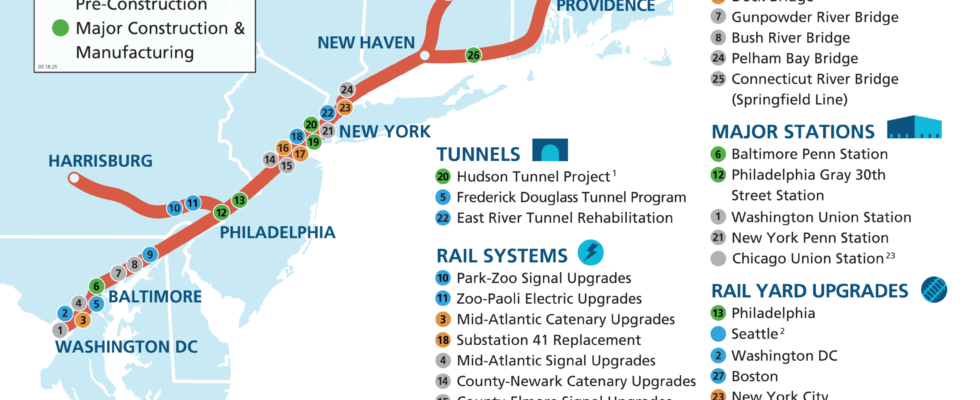 Amtrak dévoile sa carte des projets ferroviaires à venir avec la dernière mise à jour.